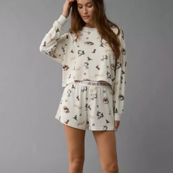 American Eagle Snoopy Cowboy Plush Pajama Set - Picture 3 of 4